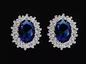 925 ECHT SILBER RHODINIERT *** Ohrstecker Zirkonia safir saphir blau 11 mm - Bild 1 von 5