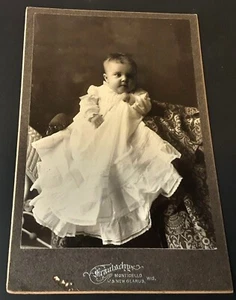 CDV Baby Long Dress At Frautschg Monticello Wisconsin 4.25 x 6.5 - Picture 1 of 2