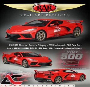 Réplicas de arte real 18014 1:18 2020 1 Chevrolet Corvette Stingray Indy 500 Pace Car - Imagen 1 de 4