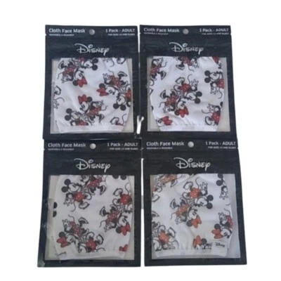 Disney Mickey & Minnie ADULT Face Masks, set of 4 - Image 1 of 2