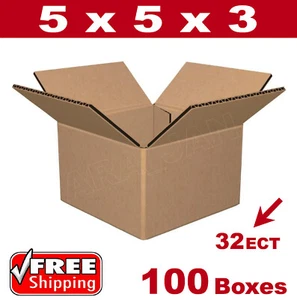 100 - 5x5x3 Cardboard Boxes Mailing Packing Shipping Box 32ECT Corrugated Carton - Picture 1 of 1