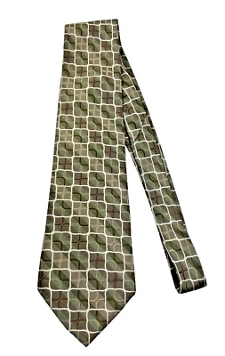 Corbata para hombre Paul Dione verde blanco cobre diseño geométrico 100 % seda corbata para hombre Foto 1 de 4