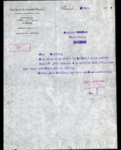 PARIS (II°) DAIRY PRODUCTS / MILK ""Société LAITIERE MAGGI"" letter in 1919 - Picture 1 of 1