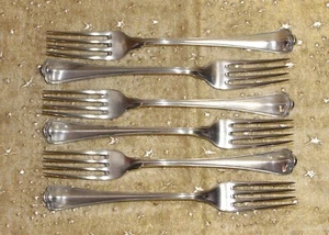 SET OF 6 GERMAN ANTIQUE 800 SILVER TREFOIL PATTERN DINNER FORKS - 254 grams af - Picture 1 of 18