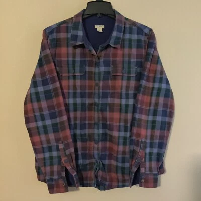 L.L. Bean Jacket Mens Size L Plaid Fleece Lined Flannel Shacket Long Sleeve - Image 1 of 4