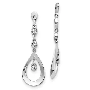 14k White Gold .125ct Diamond Teardrop Dangle Drop Earring Jackets - Picture 1 of 6