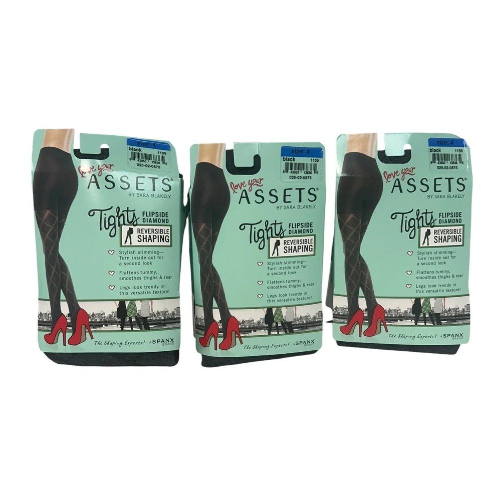 Spanx Love your Assets Flipside Diamond Tights Black Size 5 220-265 Lbs