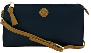 Tory Burch Dark Blue Crossbody Bag Shoulder Small  Hudson Bay Vinyl Cameron Easy - Picture 1 of 7