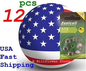 12 pcs A13 13A TopUS Size 13 PR48 Card 1.5V Zinc Air Hearing Aid Battery - Picture 1 of 6