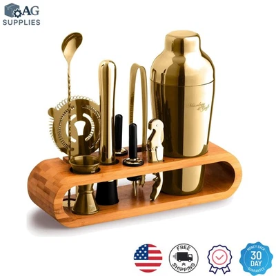 Elegant Gold Cocktail Shaker Set - 10-Piece Bartender Kit for Impressive Mixing - Image 1 of 4