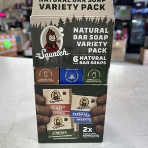 Dr. Squatch Natural Bar Soap Variety Pack 6 Ct Pine Tar Wood Bourbon Fresh Falls - Picture 1 of 4