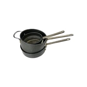 3 Vintage kommerzielles Aluminium Kochgeschirr 3 1/2 - 2 - 1 1/2 Quart Soßenpfanne Pre-Calphalon - Bild 1 von 16