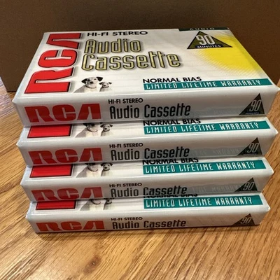 Cinta de casete de audio en blanco RCA HI-FI estéreo 90 minutos sesgo normal lote de 4 Foto 1 de 4
