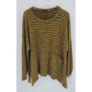 Retro Kaktus Damen Artsy Strick Pullover Gr. L asymmetrisch Oversized Hippie Indie - Bild 1 von 8