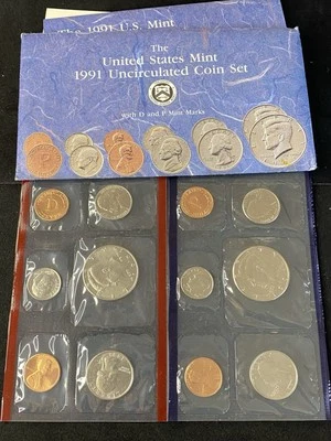 US Mint 1991 Uncirculated Coin Set Denver & Philadelphia OGP & COA Free Shipping - Image 1 of 2