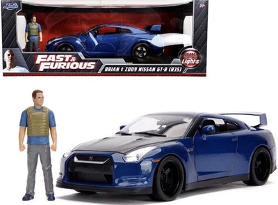 2009 Nissan GT-R R35 With Lights & Brian Figure FAST & FURIOUS 1/18 JADA 31142 - Image 1 of 4