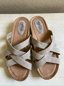 Scarpe sandali boho Euro Soft Sofft donna 8,5 W marrone slip on Eurosoft slide sughero - Foto 1 di 6