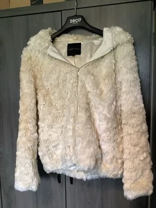 New Look Cream Fur Jacket Size 12 - Picture 1 of 3