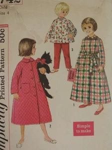 VTG 60s SIMPLICITY 2742 Girls Robe in 2 lengths & Lounging Pajamas PATTERN 4/23B - Picture 1 of 3