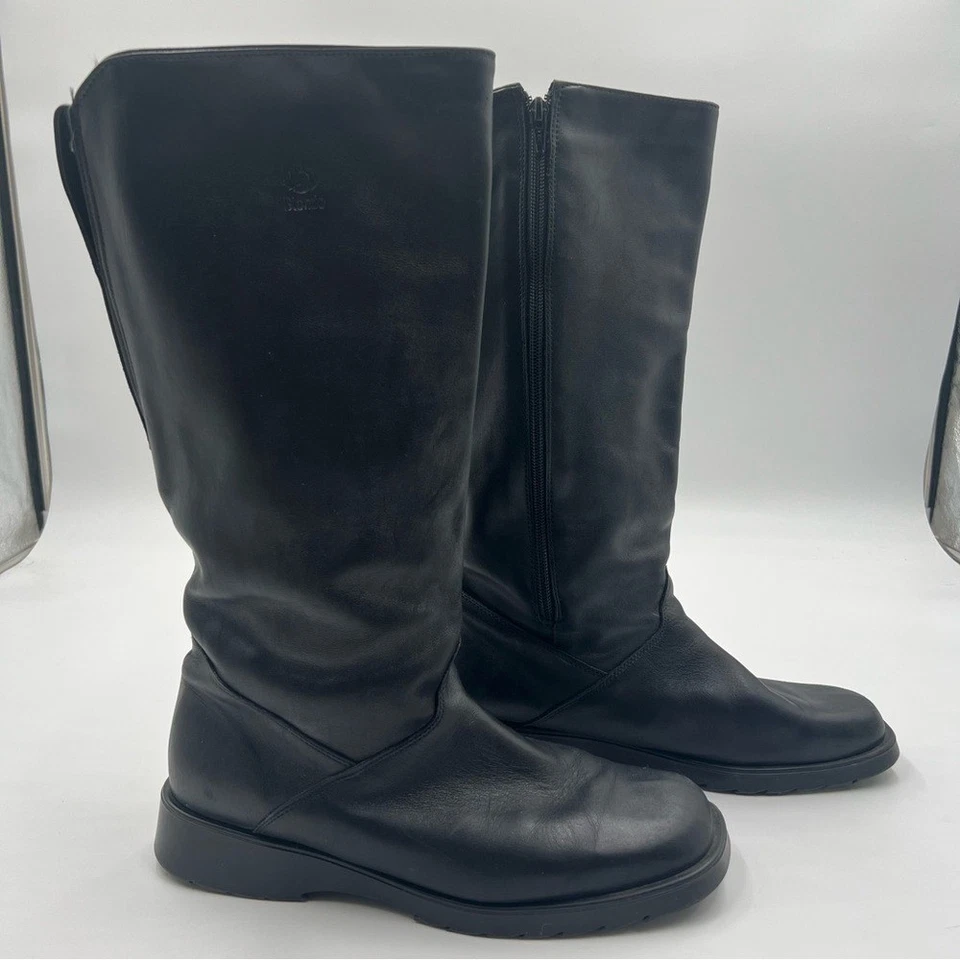Botas impermeables vintage de cuero negro rubio, 15,5" de alto talla 11B. Foto 1 de 4