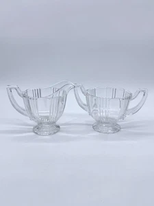 Vtg Fostoria Sunray Clear Footed Cream & Sugar 1935-1943 - Picture 1 of 7