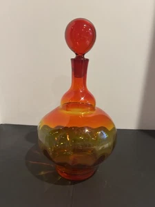 Blenko Joel Myers 6935 Tangerine Decanter with ball stopper - Picture 1 of 5
