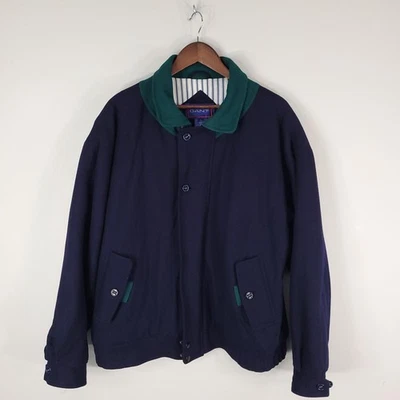 GANT Jacket Mens Large Navy Green Collar Lined Bomber Harrington Zip Button Vtg - Image 1 of 4
