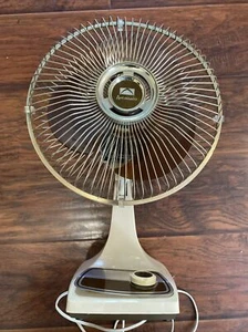 VINTAGE Ambassador 12” INCH  Oscillating Fan. Brown. Tested 2 Speed Rare - Picture 1 of 6