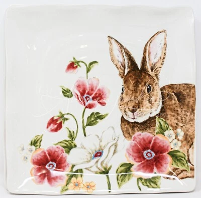 Maxcera Primavera Pascua Conejo Cena Ensalada Platos Flores Artículos para el Hogar Juego de 8p Foto 1 de 4