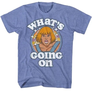Masters of the Universe Mens T-Shirt WHATS GOING ON TV Show Lt Blue Heather - Picture 1 of 3