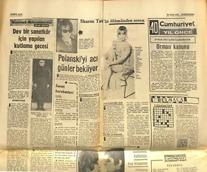 SHARON TATE COVER Polanski 1970 NEWSPAPER Middle East complete ! - Imagen 1 de 1
