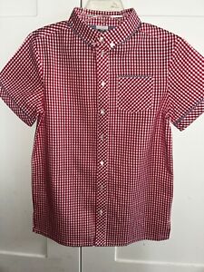 Boys Sarah Louise red white check short sleeve shirt age 8 years