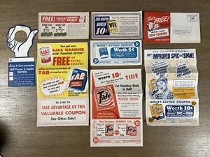 Lot Of Vintage Coupons/Advertising 1950’s Tide Fab Spic And Span - Bild 1 von 2