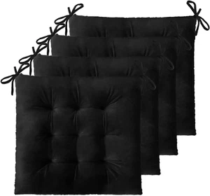 Dining Chair Cushions Set of 4 Kitchen Office Tufted Square Seat Chair Pads Ties - Picture 1 of 7