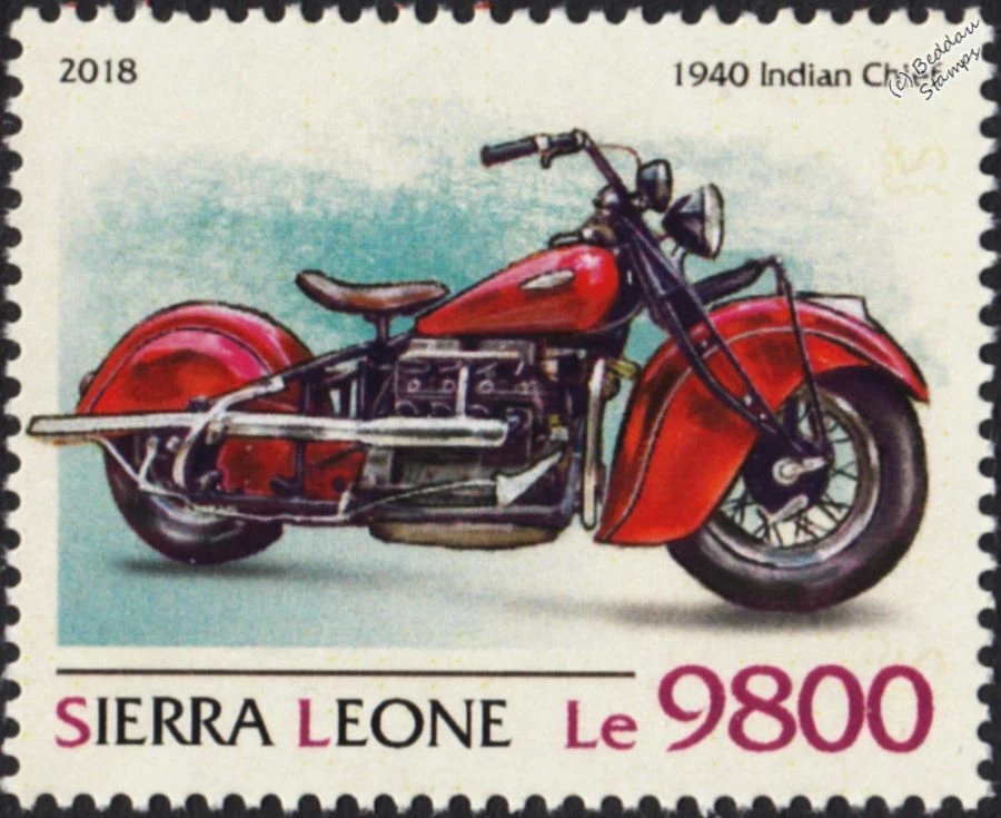 1940 INDIAN CHIEF Classic Motorcycle Motorbike Stamp (2018 Sierra Leone) - Image 1 of 1