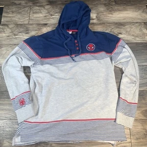 Spiderman Hoodie Youth XL Gray Blue Red Henley Sweatshirt Marvel Comics Mask - Picture 1 of 7