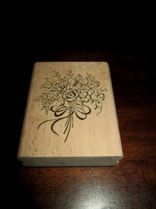 Greenbrier International FLOWER BOUQUET Rubber STAMP Rose RIBBON NEW Wedding - Picture 1 of 1