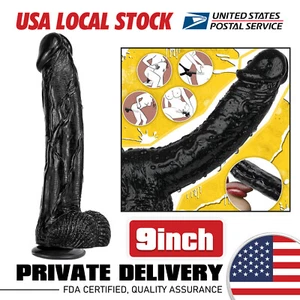 Huge-Dildo-Thick-Girth-Dong-Large-Wide-Thick-Realistic-Black-Big-Giant-Cock 9" - Picture 1 of 15