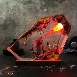 Godzilla Diorama Monster Land Inside The Earth, Lámpara de Resina Epoxi Luz Nocturna NUEVO - Imagen 1 de 6