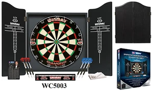 WINMAU PROFESSIONAL Dart Board SET DIAMOND PLUS 2 x sets of Darts Cabinet - Picture 1 of 24