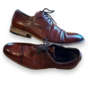 STACY ADAMS Men's Leather Lace Up Oxford Shoe dark brown sz 9 M - Picture 1 of 10