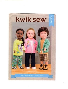 Sewing Pattern for Doll Clothing, Kwik Sew K4391, Uncut F/F - Picture 1 of 3