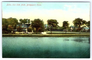 Lake at Sea Side Park Bridgeport Connecticut Conn Postcard D452 - Picture 1 of 2