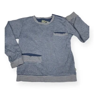 Kids Case Heathered Blue Double Pocket Striped Trim Sweatshirt Kids 8 (128 Cm) - Picture 1 of 8