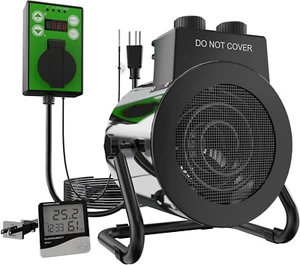 Electric Greenhouse Heater with Thermostat - 1500W Stainless Steel Outdoor Fan H - Picture 1 of 7
