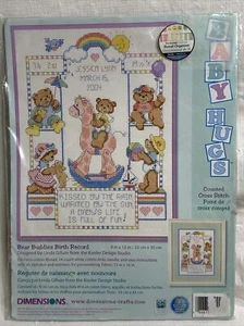 Dimensions Baby Hugs BEAR BUDDIES BIRTH RECORD Counted Cross Stitch Kit #72818 - Picture 1 of 3