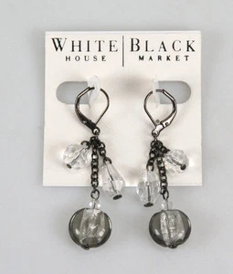 Pendientes de cristal facetado y Murano de metal de pistola de la Casa Blanca del mercado negro WH6050EW - Imagen 1 de 1