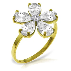 Brand New 2.22 CTW 14K Solid Gold Ring Natural Diamond White Topaz - Picture 1 of 4