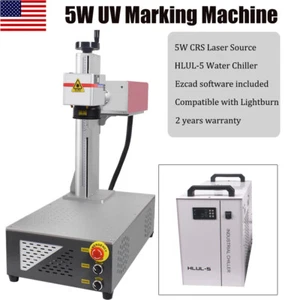 5W 355nm UV Laser Marking Engraver Machine Chiller For Glass Wood Leaf Metal - Picture 1 of 18
