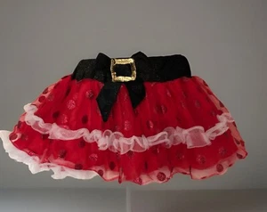 Christmas Tutu Skirt Girls Size 7/8 Sequin Belt Bow White Red Glitter Polka Dot - Picture 1 of 9